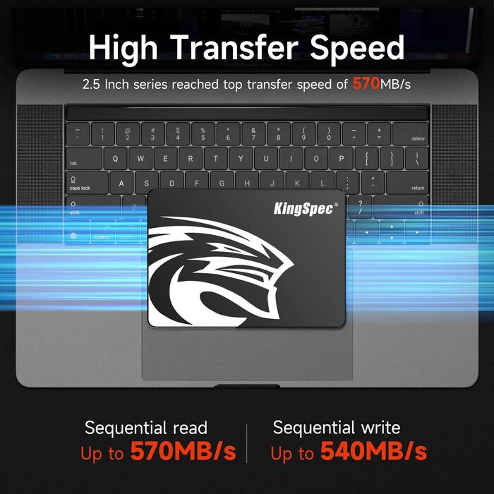 P3-512 - KingSpec 512GB 2.5 SSD SATA III Internal - 550MB/s Read, 520MB/s Write with 3D NAND Flash, for Laptop & Desktop PC Upgrade