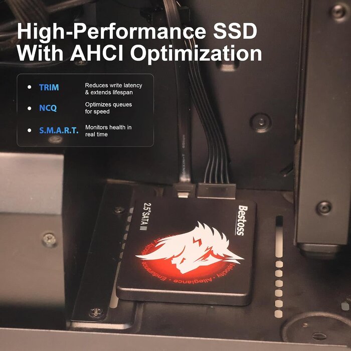 S201 - Bestoss SSD 1TB 2.5 Inch Internal Hard Drive for Pc or Laptop, SATA III 6Gb/s Internal State Drive, Up to 550MB/s, 520MB/s Write, Computer Storage Upgrade for Office, Students, Home Entertainment
