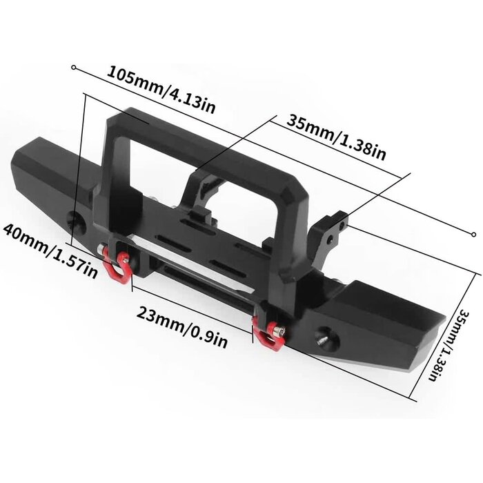 1/18-DEF-BUMPER - GLOBACT Metal Bumper Set with Winch for TRX4M Defender 1/18 RC Crawler Upgrade Parts