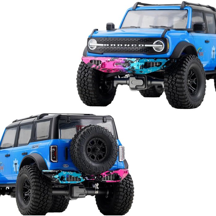 1/18-BRNC-BMPR-SPLSH - TCRC Splash Anodizing Aluminum Front and Rear Bumpers Set for TRX4M Bronco 1/18 RC Crawler Car Upgrade Parts