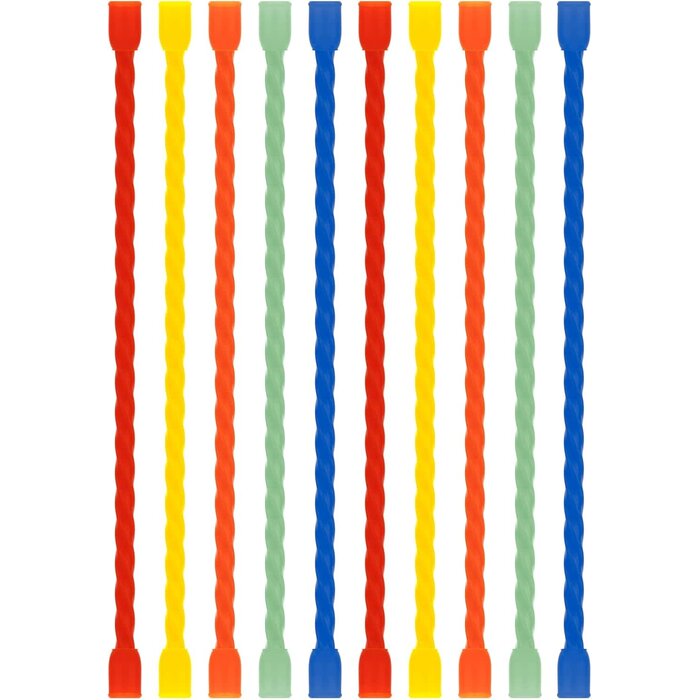 23-CBT-6 - GESIPOR 10pcs 6-Inch Silicone Cable Ties - Reusable Twist Ties Bendable Steel-Core Rubber Cable Ties for Bundling and Holding, All Purpose Cord Tie for Indoor and Outdoor (5 Colors)