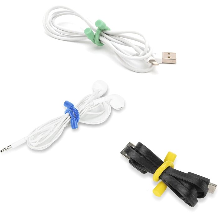 23-CBT-6 - GESIPOR 10pcs 6-Inch Silicone Cable Ties - Reusable Twist Ties Bendable Steel-Core Rubber Cable Ties for Bundling and Holding, All Purpose Cord Tie for Indoor and Outdoor (5 Colors)