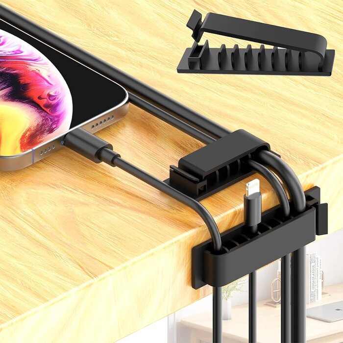 N-NOROCME-1 - N NOROCME 192pcs Cable Management Kit, 4 Wire Organizer Sleeve, 11 Cable Holder, 35Cord Clips 10+2 Roll Cable Organizer Straps and 100 Fastening Cable Ties for Computer TV Under Desk, black, clear