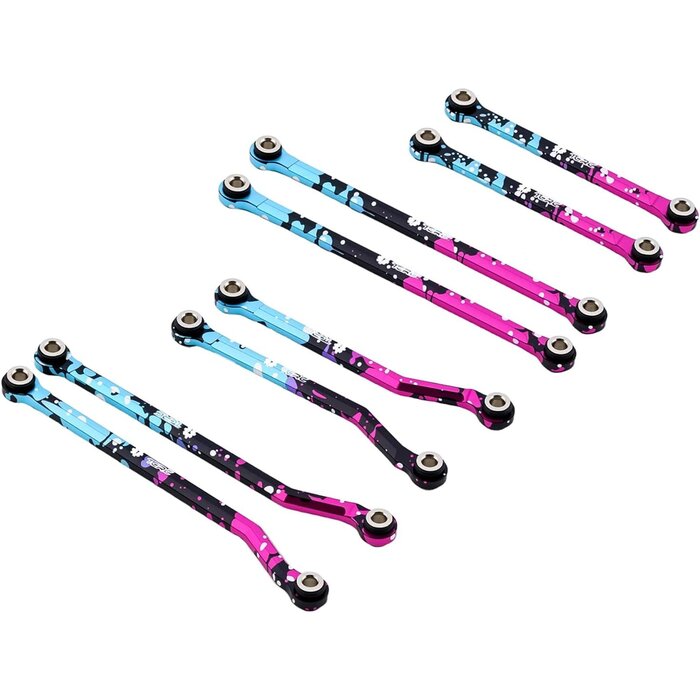 1/18-BRNC-LINKS-SPLSH - TCRC Splash Anodizing Aluminum High Clearance Chassis Links Set for 1/18 TRX4M Defender Bronco Crawler Truck