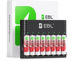 AA-1.5V-CHRG - EBL Rechargeable AA Batteries Lithium with Charger, 8 Pack 3000mAh 1.5V Constant Voltage Rechargeable Lithium AA Batteries, 1600 Cycles Long Lasting Double A Battery for Blink Outdoor Camera