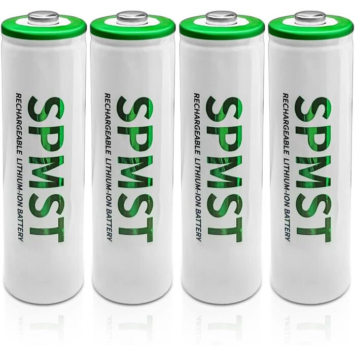 AA-1.5V-2800mAh - SPMST AA Rechargeable Batteries, 4 Pack 2800mWh 1.5V Lithium AA Batteries—High Performance Double A Long Lasting Battery for Flashlight, Toys, Remote Control, Alarm System (Rechargeable)
