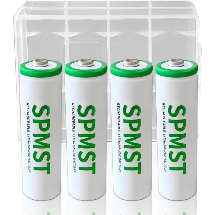 AA-1.5V-2800mAh - SPMST AA Rechargeable Batteries, 4 Pack 2800mWh 1.5V Lithium AA Batteries—High Performance Double A Long Lasting Battery for Flashlight, Toys, Remote Control, Alarm System (Rechargeable)