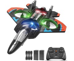 4D-V32-ORNG - Tubokoro Foam Remote Control Airplane, Orange, RC Planes for Kids Adults, RC Airplane Fighter Jet with Light, 360° Flip Fighter Jet Toys, Stunt Roll, Airplane Toy Gifts for Kids Boys