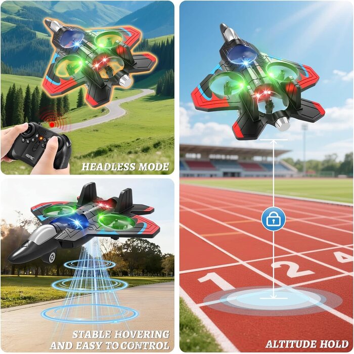 4D-V32-ORNG - Tubokoro Foam Remote Control Airplane, Orange, RC Planes for Kids Adults, RC Airplane Fighter Jet with Light, 360° Flip Fighter Jet Toys, Stunt Roll, Airplane Toy Gifts for Kids Boys