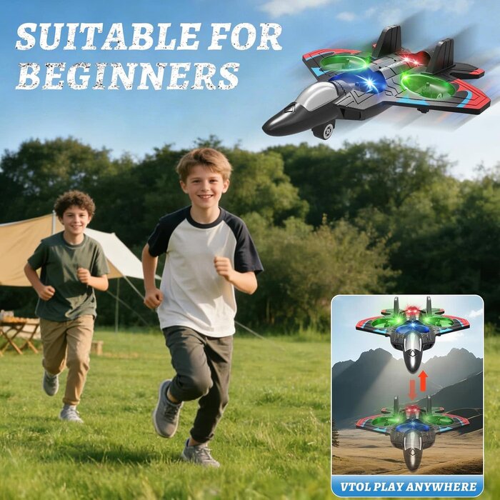 4D-V32-ORNG - Tubokoro Foam Remote Control Airplane, Orange, RC Planes for Kids Adults, RC Airplane Fighter Jet with Light, 360° Flip Fighter Jet Toys, Stunt Roll, Airplane Toy Gifts for Kids Boys