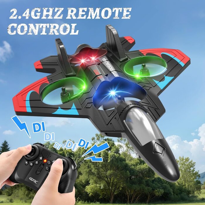 4D-V32-ORNG - Tubokoro Foam Remote Control Airplane, Orange, RC Planes for Kids Adults, RC Airplane Fighter Jet with Light, 360° Flip Fighter Jet Toys, Stunt Roll, Airplane Toy Gifts for Kids Boys