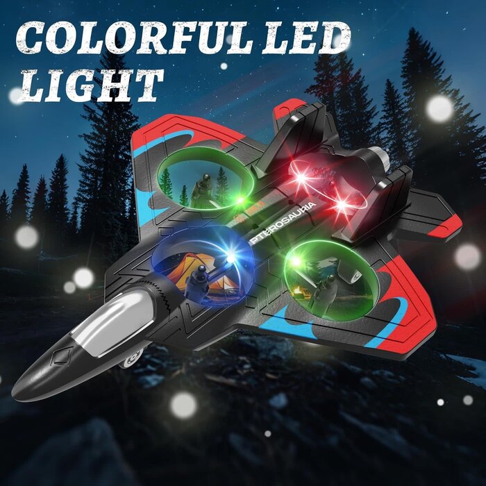 4D-V32-ORNG - Tubokoro Foam Remote Control Airplane, Orange, RC Planes for Kids Adults, RC Airplane Fighter Jet with Light, 360° Flip Fighter Jet Toys, Stunt Roll, Airplane Toy Gifts for Kids Boys