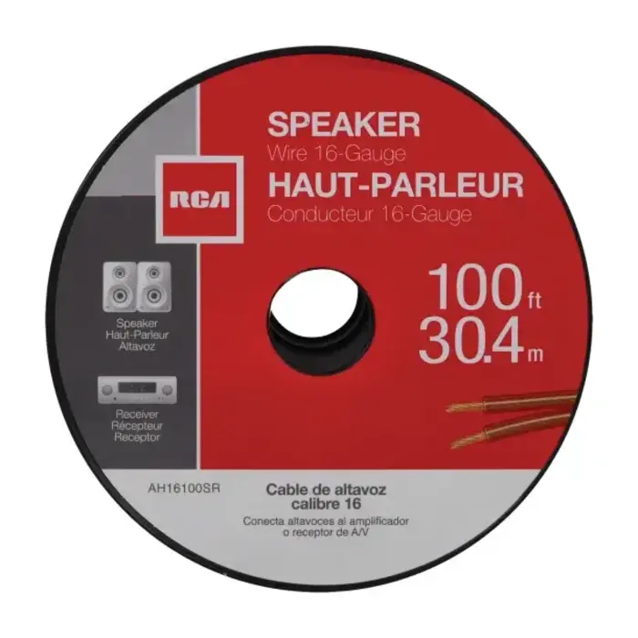RCA RCAAH16100SR - RCA 16-Gauge Speaker Wire, Clear (100 Ft.)