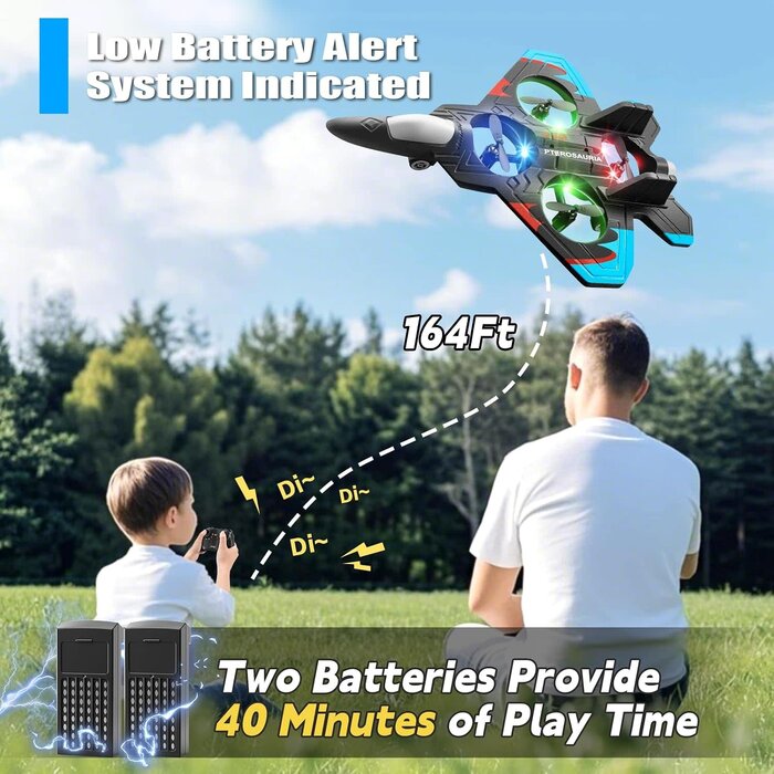 4D-V32-BLU - 4DRC V32 Foam Remote Control Airplane RC Planes for Kids Adults, Blue, RC Airplane Fighter Jet with Light, 360° Flip Fighter Jet Toys, Stunt Roll, Airplane Toy Gifts for Kids Boys