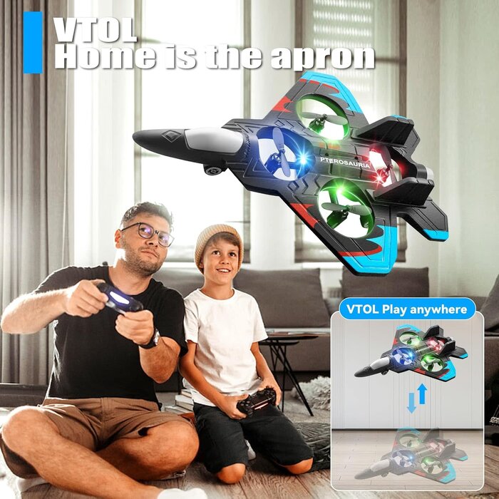 4D-V32-BLU - 4DRC V32 Foam Remote Control Airplane RC Planes for Kids Adults, Blue, RC Airplane Fighter Jet with Light, 360° Flip Fighter Jet Toys, Stunt Roll, Airplane Toy Gifts for Kids Boys