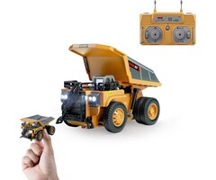 Z6833AY - BRRRRT 1/64 RC Dump Truck, Full Proportion Mini Dump Truck Toy, 8-Channel Remote Control Toy with Metal Bed & Light, RC Construction Vehicles, Type- C Built-in Battery for Boys and Girls Age 3+