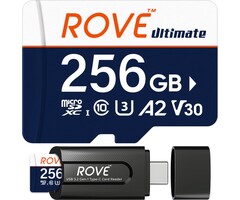 RU-256GB - ROVE Ultimate Micro SD Card MicroSDXC 256GB Memory Card with USB 3.2 Type C Card Reader 512GB 170MB/s C10, U3, V30, 4K, A2 for Dash Cam, Android Smart Phones, Tablets, Games