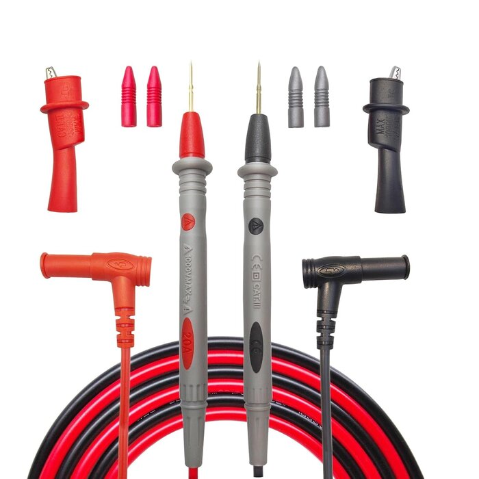 E6-7001 - Eiranoly Professional Multimeter Test Leads 1000V 20A, 40.5in, Test Leads Kit, Ultra-Sharp Gold-Plated Probes, Silicone Meter Leads for Fluke, AstroAI, Klein Multimeter & Automotive Testing