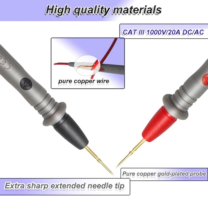 E6-7001 - Eiranoly Professional Multimeter Test Leads 1000V 20A, 40.5in, Test Leads Kit, Ultra-Sharp Gold-Plated Probes, Silicone Meter Leads for Fluke, AstroAI, Klein Multimeter & Automotive Testing