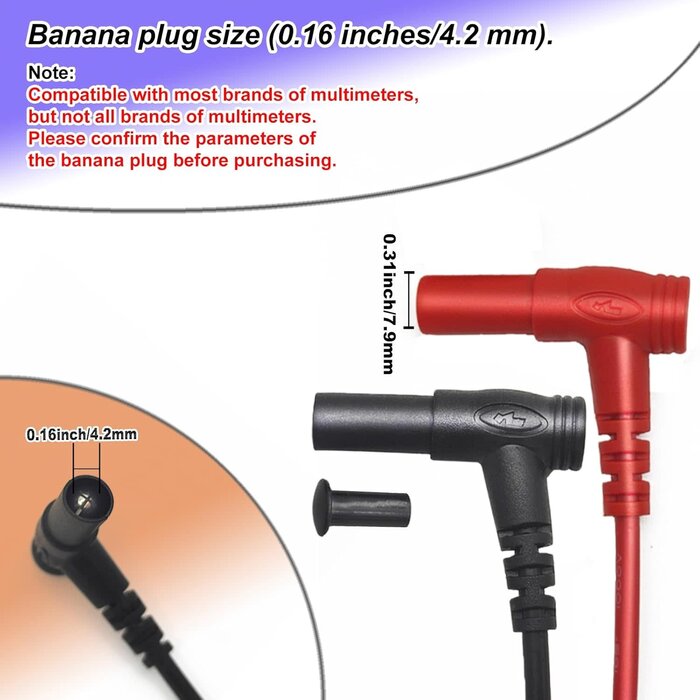 E6-7001 - Eiranoly Professional Multimeter Test Leads 1000V 20A, 40.5in, Test Leads Kit, Ultra-Sharp Gold-Plated Probes, Silicone Meter Leads for Fluke, AstroAI, Klein Multimeter & Automotive Testing
