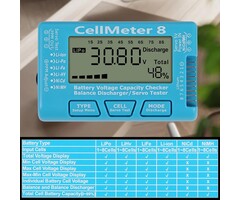8IN1-CELLMETER - UMLIFE RC CellMeter 8 Digital Battery Capacity Checker Battery Voltage Tester LCD Backlight for LiPo Life Li-ion NiMH Nicd Cell Meter Battery Checker (8 in 1 cellmeter)
