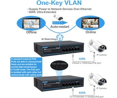 SG10P - hohtouying 4 Port Gigabit PoE Switch with 2 Gigabit Uplink, 1000Mbps, 802.3af/at, 65W Built-in Power, Vlan, Unmanaged Metal Plug and Play, Ideal for NVR and Power Over Ethernet Security Cameras