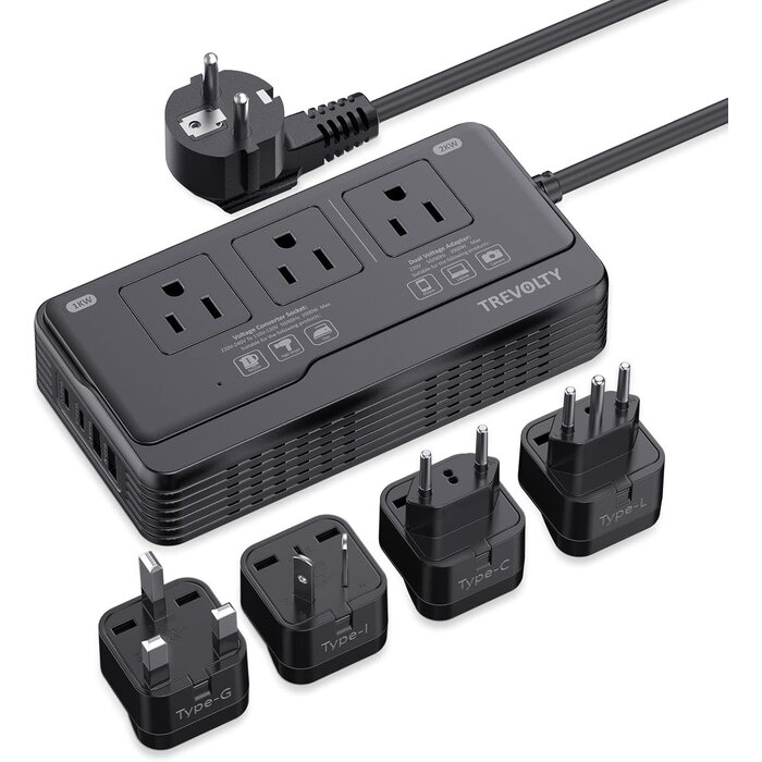 2000W 220V to 110V Converter, Power Converter Travel Adapter Combo for Hair Dryer, Phones, Laptop, MacBook, Plug Adapter with 2-Port USB, Voltage Converter US to Europe, UK, Israel Over 150 Countries