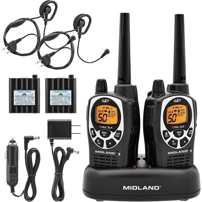 GXT1000VP4 - Midland GXT1000VP4 GMRS Two-Way Radio | 50-Channel, Long Range, 142 Privacy Codes, SOS & NOAA, Rechargeable Nickle Battery