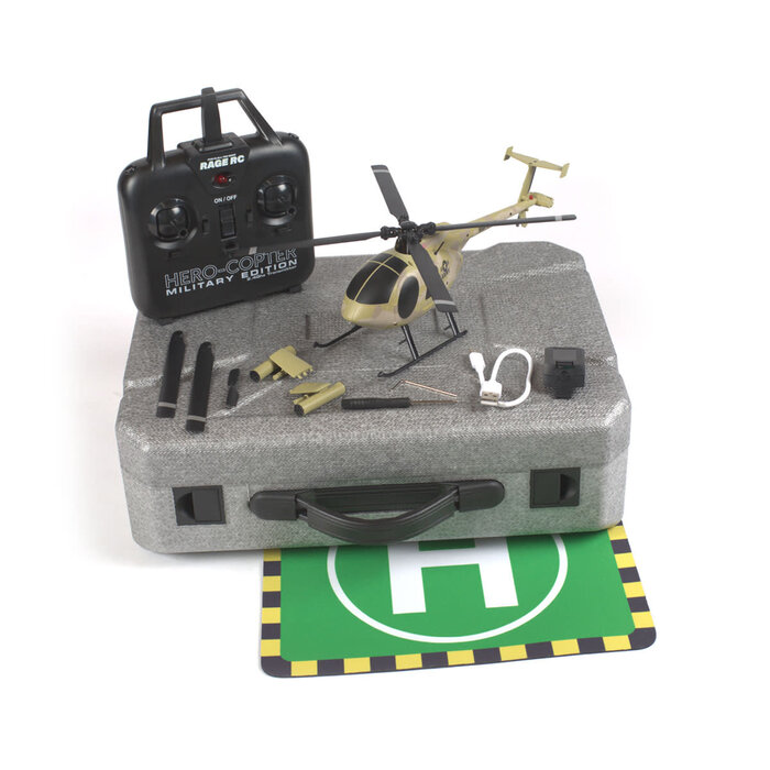 RageRC RGR6100 - Hero-Copter Military, 4-Blade RTF Heli; Army