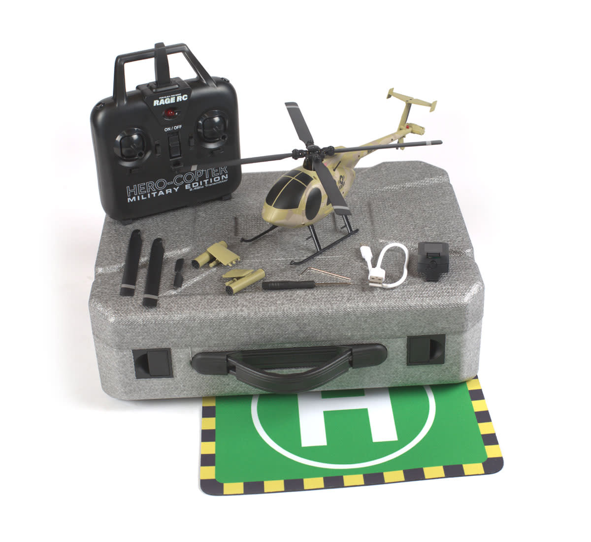 RageRC RGR6100 - Hero-Copter Military, 4-Blade RTF Heli; Army