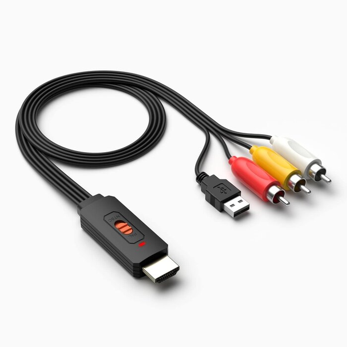 DGSN-HDMI2RCA - Dingsun HDMI to RCA Converter for Apple TV, Roku, Fire Stick, DVD, Blu-ray Player, TV ect. (Male HDMI to Male RCA) Plug and Play