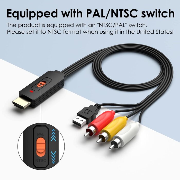 DGSN-HDMI2RCA - Dingsun HDMI to RCA Converter for Apple TV, Roku, Fire Stick, DVD, Blu-ray Player, TV ect. (Male HDMI to Male RCA) Plug and Play