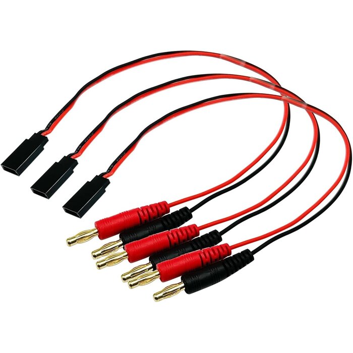 FUT-BANANA - FLY RC Futaba Style Receiver Plug to 4mm Banana Connector Battery Charge Lead Adapter 20awg 30cm 11.8inch Silicone Cable