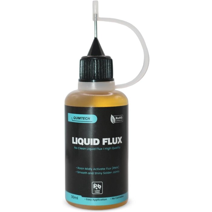 ‎CP-4023 - Quimtech Liquid Solder Flux Dropper (30 ml/1 Oz.) I RMA Liquid Solder Flux I Soldering Flux I Electrical Solder I No Clean Liquid Flux I Rosin Flux I Soldering Flux for Electronics I Lead Free Liquid Solder I