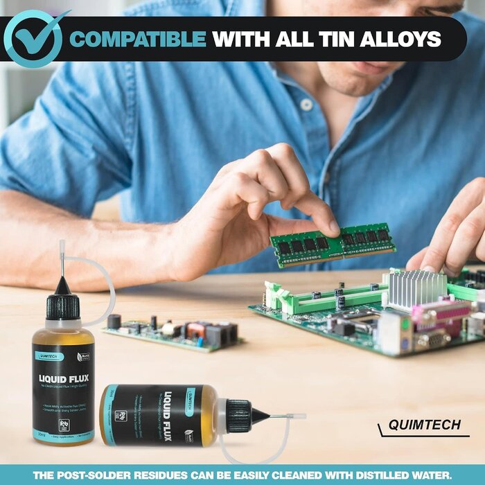 ‎CP-4023 - Quimtech Liquid Solder Flux Dropper (30 ml/1 Oz.) I RMA Liquid Solder Flux I Soldering Flux I Electrical Solder I No Clean Liquid Flux I Rosin Flux I Soldering Flux for Electronics I Lead Free Liquid Solder I