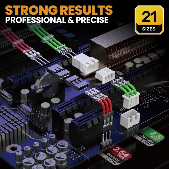 XH-DB - SOMELINE Crimp Tool Connector Kit, JST-XH 2.5mm and Dupont 2.54mm Connector Set, 21 Types of Connectors, 30-20 AWG Ratcheting Crimper for JST Series,KF2510,Molex,AMP EI Series