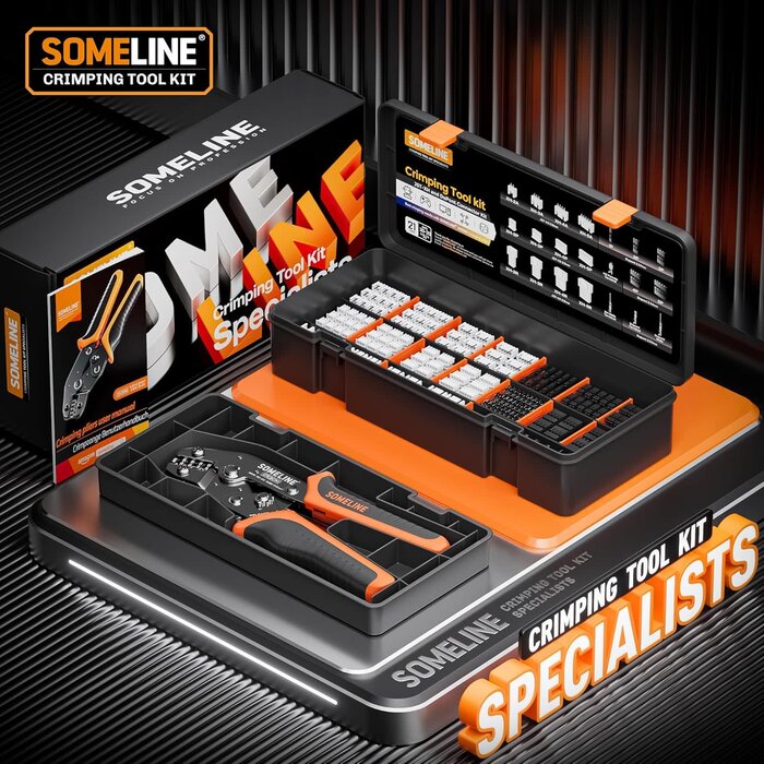 XH-DB - SOMELINE Crimp Tool Connector Kit, JST-XH 2.5mm and Dupont 2.54mm Connector Set, 21 Types of Connectors, 30-20 AWG Ratcheting Crimper for JST Series,KF2510,Molex,AMP EI Series