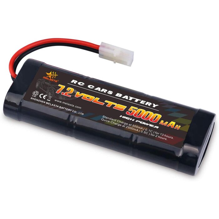 RC72-50NH - Melasta 7.2 Volt 5000mAh High Capacity RC Battery, 10C Discharge Rate High Performance 6 Cell NiMH Battery Pack Compatible with Tamiya Connector RC Racing Cars, RC Trucks, RC Tanks, RC Boats