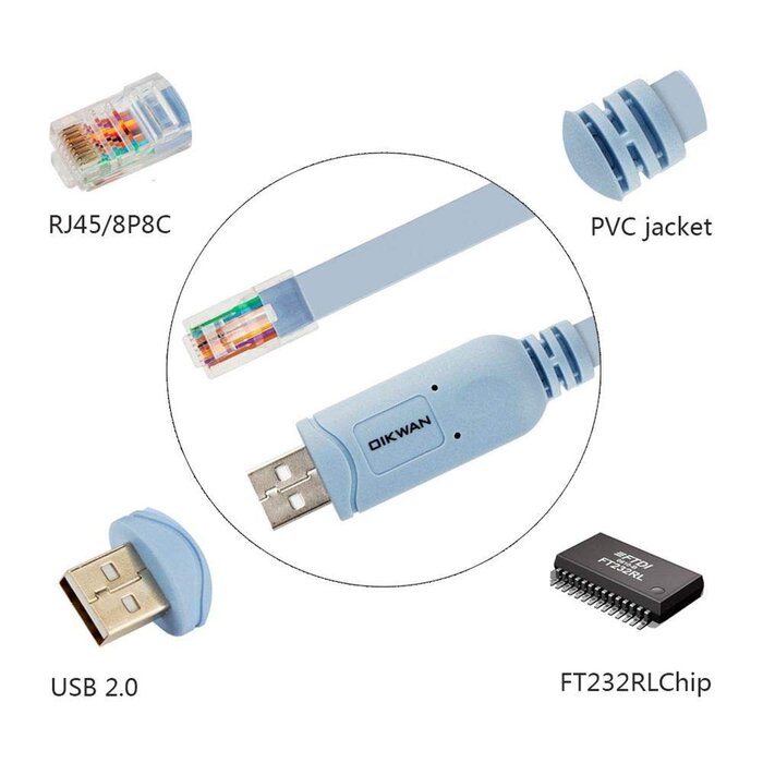FTDI USB Console Cable USB to RJ45 Cable 6ft Essential Accesory of Cisco