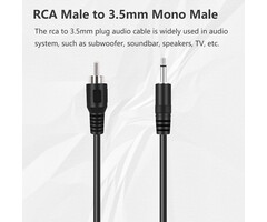 USBV-CB004 - Bolvek 6ft RCA Male to 3.5mm 1/8 inch Monaural Mono Male Plug Jack Connector Audio Converter Cable for Pre-Amp Subwoofer Soundbar Speakers