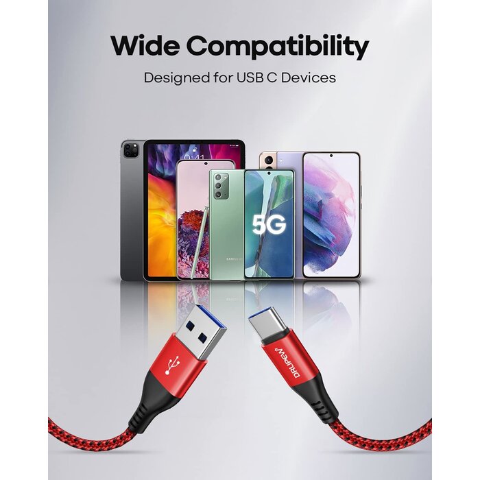 DRLIPEW USB-C-3FT - DRLIPEW USB Type C Cable 3A Fast Charging 3ft, USB to USB C Cable Nylon Braided Type C Charger Cord for iPhone 15 Pro Max, Samsung Galaxy S10 FE S9 S20 S21 S22 S23+ S24 Ultra, A20 A50 A70, LG, Moto