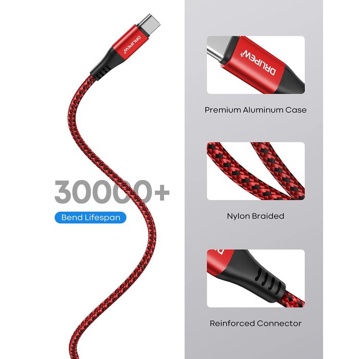DRLIPEW USB-C-3FT - DRLIPEW USB Type C Cable 3A Fast Charging 3ft, USB to USB C Cable Nylon Braided Type C Charger Cord for iPhone 15 Pro Max, Samsung Galaxy S10 FE S9 S20 S21 S22 S23+ S24 Ultra, A20 A50 A70, LG, Moto