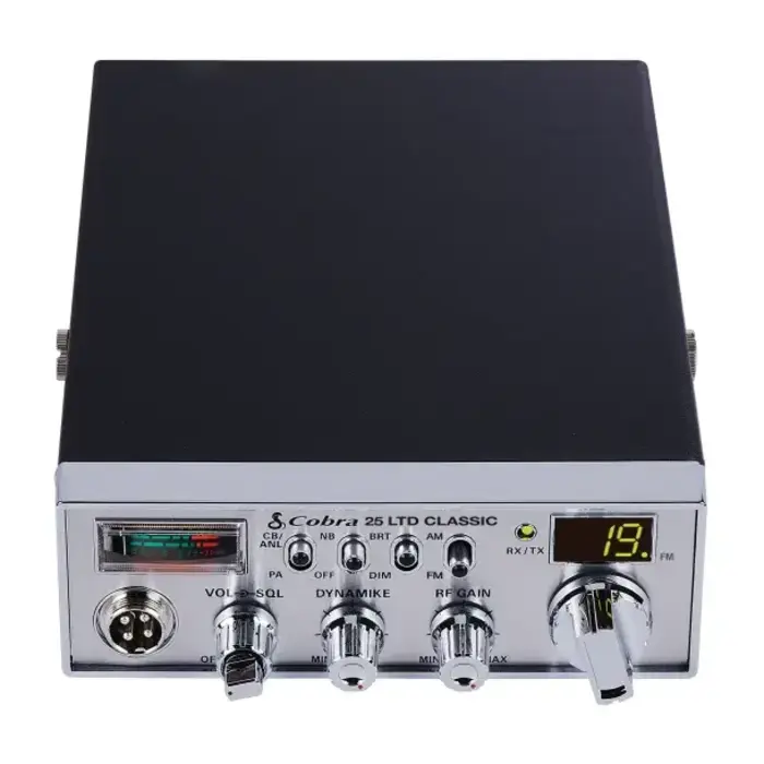 Cobra CCBP25LT01 - Cobra® 40-Channel AM/FM Compact Professional CB Radio with Microphone, Chrome Face, 25 LTD® Classic