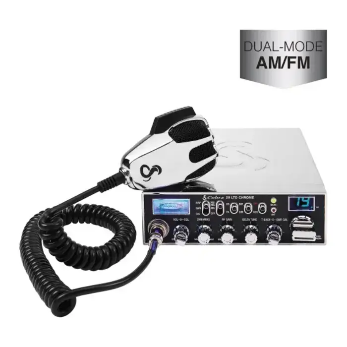 Cobra CCBP29LTCH - Cobra® 29 LTD Classic™ 40-Channel Professional CB Radio with AM/FM/PA Modes, Instant Channel 9, SWR, RF Gain, Automatic Noise Limiter, Mic (Chrome)