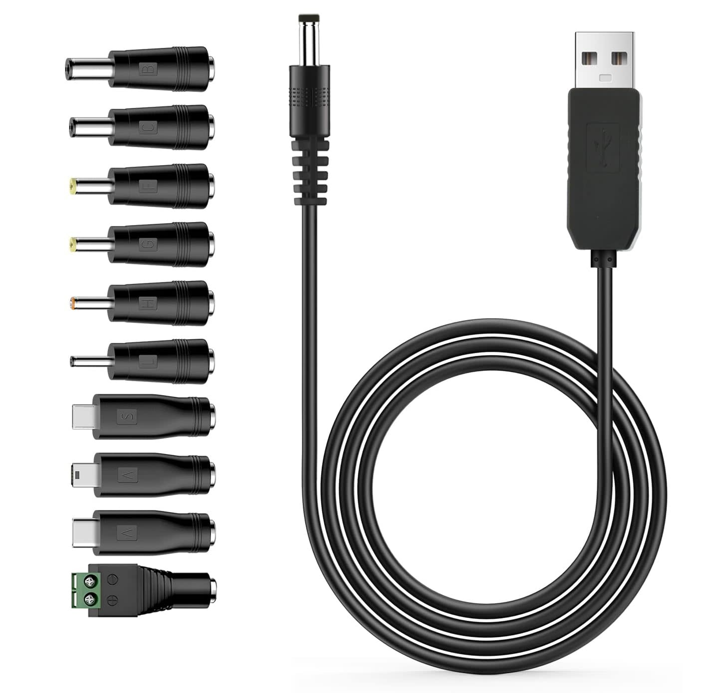 6.5ft (2m) USB to Type M Barrel Cable - USB to 5.5mm 5V DC Cable - USB to Barrel Jack 5V DC Plug