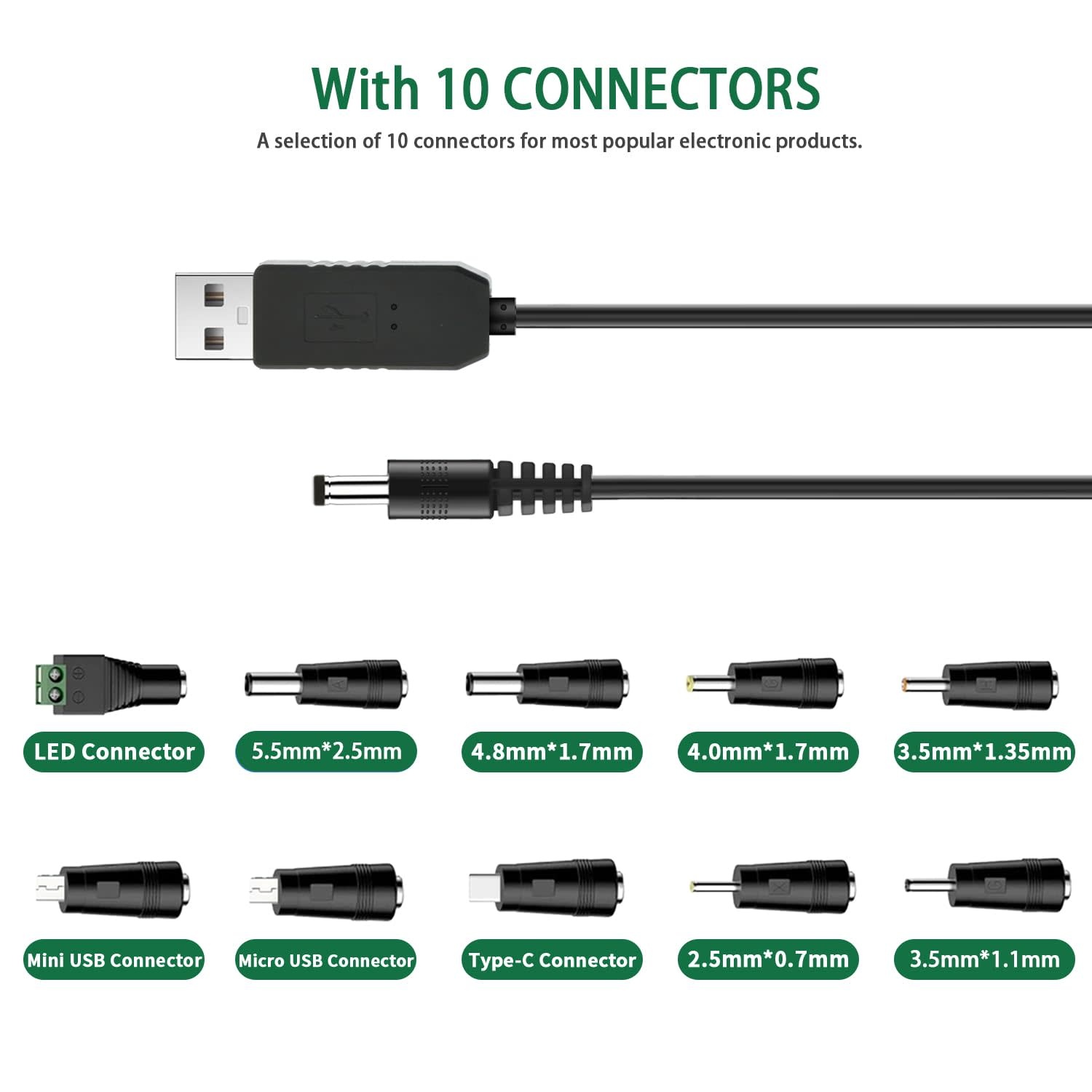 6.5ft (2m) USB to Type M Barrel Cable - USB to 5.5mm 5V DC Cable - USB to Barrel Jack 5V DC Plug