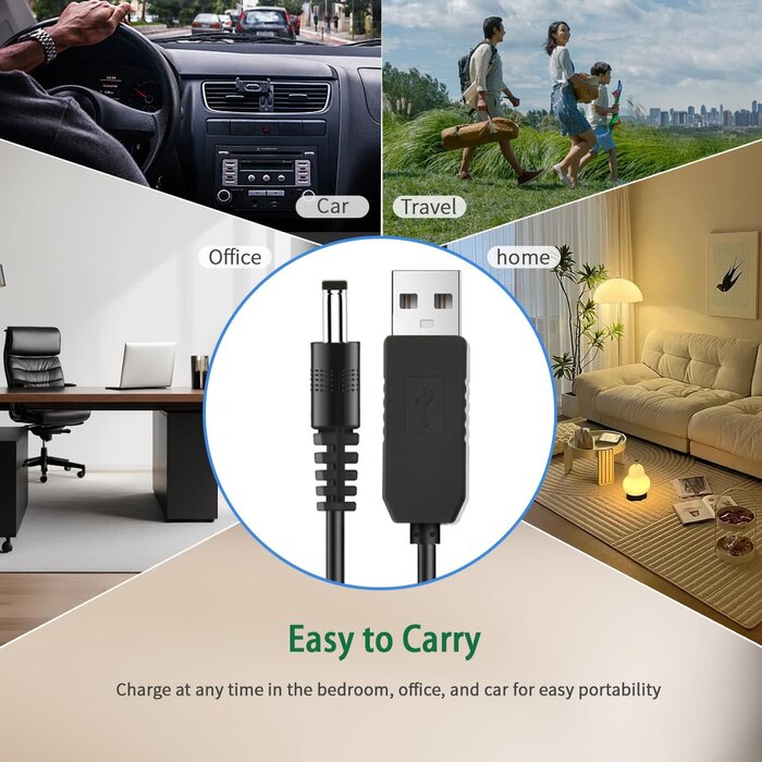 6.5ft (2m) USB to Type M Barrel Cable - USB to 5.5mm 5V DC Cable - USB to Barrel Jack 5V DC Plug