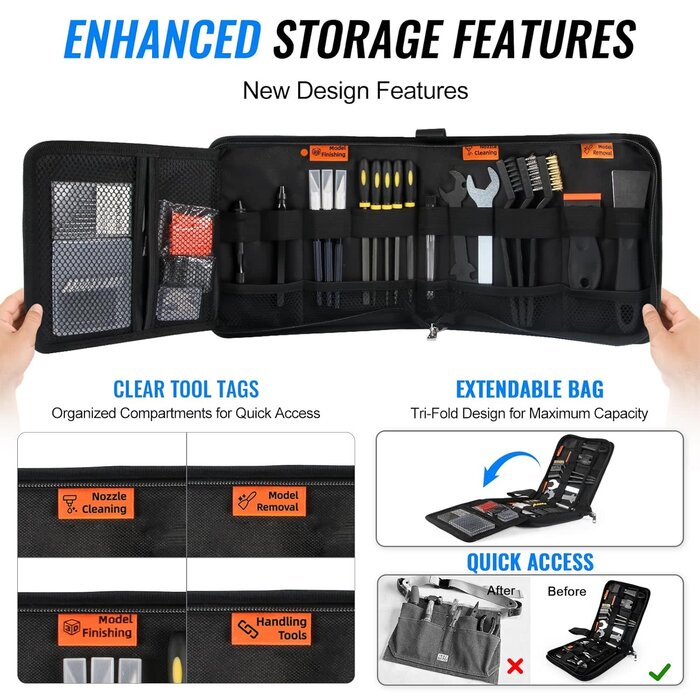‎3D-TK001-DD-430 - Intarsio 68Pcs 3D Printer Tool Kit with Storage Case, 3D Printer Accessories - Deburring Tool, 3D Printer Removing Scrapers, Metal Files, Brushes, Hand Drill, Tweezers, for Bambu Lab, Ender 3, Kobra, etc.