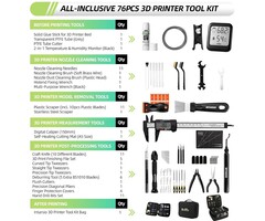 ‎YQ-01 - Intarsio 76pcs 3D Printer Tool Kit with Storage Case, 3D Printer Accessories includes Digital Caliper, Hygrometer, PTFE Tube Kit, Deburring Tool, Scrapers, Nozzle Cleaning, for Bambu Lab, Ender 3, FDM/SLA Printers etc