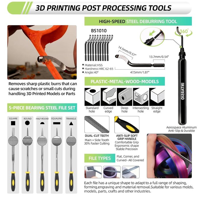 ‎YQ-01 - Intarsio 76pcs 3D Printer Tool Kit with Storage Case, 3D Printer Accessories includes Digital Caliper, Hygrometer, PTFE Tube Kit, Deburring Tool, Scrapers, Nozzle Cleaning, for Bambu Lab, Ender 3, FDM/SLA Printers etc
